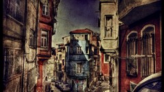 Paintings Istanbul vintage buildings cityscapes HDR Photography