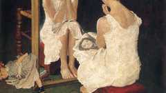 Paintings mirrors barefoot sitting