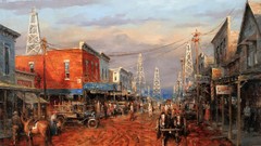 Paintings old cowboy town