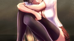 Paintings red eyes long hair anime girls ecchi