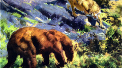 Paintings sloth saber-tooth prehistoric