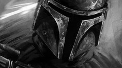 Paintings star wars monochrome boba fett