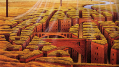 Paintings streets artwork surreal art Jacek Yerka