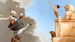 Paintings surrealism Swans jester