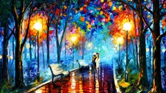 Paintings walk couple romantic