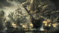 Paintings War ships fantasy