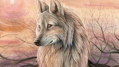 Paintings Wolves twilight