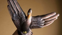 Palm hands feathers painted