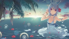 Palm trees anime girls