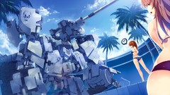 Palm trees mecha swimsuits swimming pools