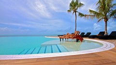 Palm trees swimming pools