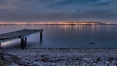 Panorama lakes shore jetty multiscreen