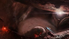 Panorama paintings science fiction digital art airbrushed 