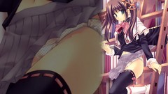 Pants anime girls twintails hair ribbons Tatekawa Mako (artist)