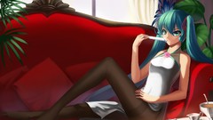 Pantyhose hatsune miku vocaloid twintails Chinese clothes