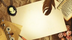 Paper Books feathers pens Russian vintage Blank
