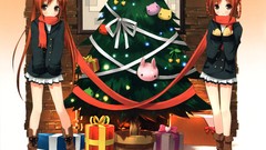 Paper Christmas Gifts twins skirts scarfs anime girls christmas 
