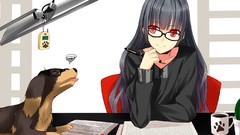 Paper Dogs glasses scissors red eyes Lamps smiling long hair 