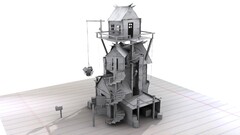 paper House digital art white background Simple Background cgi