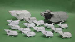 Paper origami guinea pigs