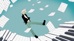 paper piano musical notes anime boys Anime blue background