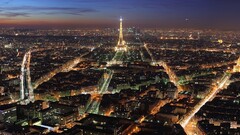 Paris cityscape night lights France City Lights aerial view