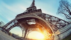 Paris Eiffel Tower France sunset construction sunlight City