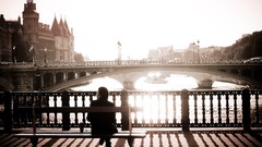 Paris France bench Bridges sitting