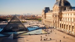 Paris France cityscapes tilt-shift Louvre museum
