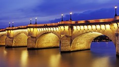 Paris France evening panorama Bridges buildings arches pont 