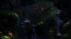 Parrots jungle waterfalls artwork Fel-X