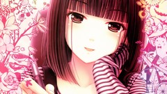 Patterns anime girls brown eyes brunettes Sayori Neko Works 