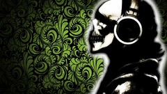 Patterns Green headphones glow skulls