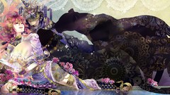 Patterns red eyes anime girls redheads artwork