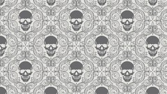 Patterns white tile skulls