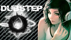 Patterns white woman headphones glow backgrounds dubstep glowing