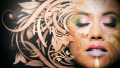 Patterns woman faces multicolor artwork