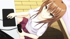 PC anime girls brown eyes brunettes gamepad mice mousepad