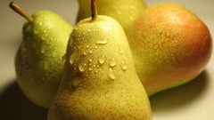 Pears fruits water drops