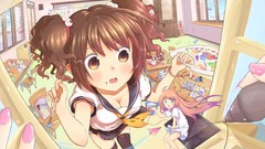 Pencils Anime paintings drawings pink hair anime girls green 