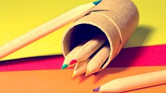 Pencils colorful yellow red macro