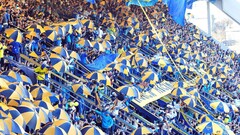 People crowds umbrella blue yellow