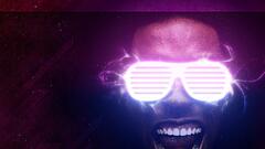 Photo manipulation dark purple glasses Men men with glasses