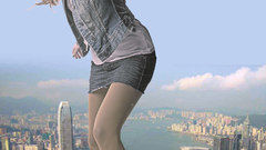 Photo manipulation giant woman