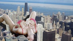 Photo manipulation giant woman