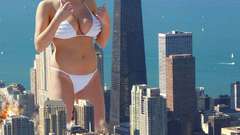 Photo manipulation giant woman