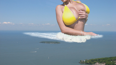 Photo manipulation giant woman