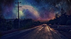 photography nebula sky Photo manipulation Stars night road
