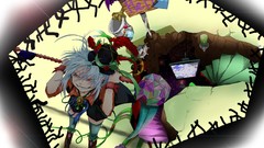 Photoshop Anime red eyes stairs walk male anime girls boots 