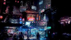 Photoshop Anime scenic city night